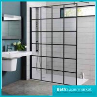 Kritt Wet Room Screen 8mm Glass With Support Bar 700mm - 1200mm Wide & Optional Return Panel