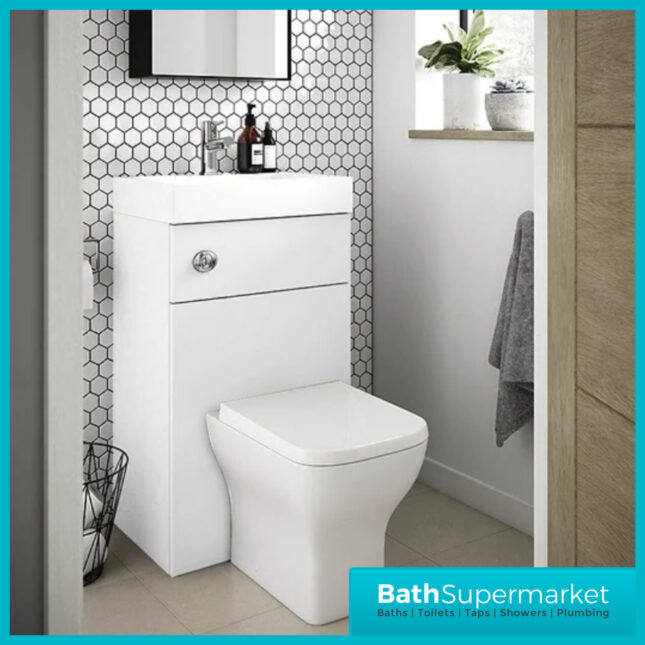 Athena Gloss White 2 In 1 Toilet Basin Combination Unit 500mm Wide