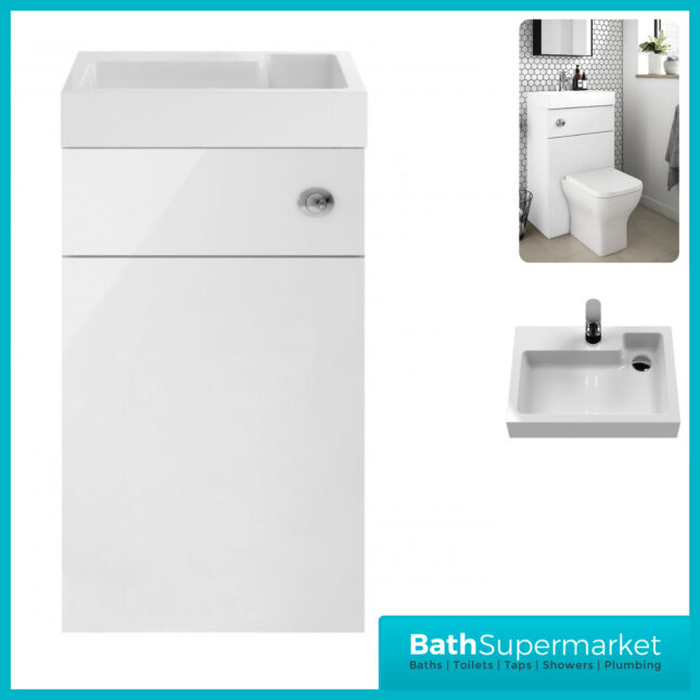 Athena Gloss White 2 In 1 Toilet Basin Combination Unit 500mm Wide