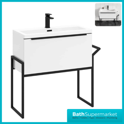 Celeste Muro 800mm Wall Hung Vanity Unit Black Frame