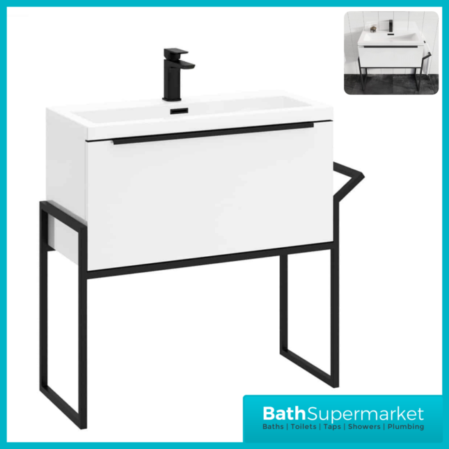 Celeste Muro 800mm Wall Hung Vanity Unit Black Frame