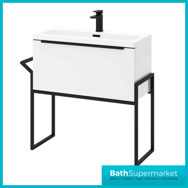 Celeste Muro 800mm Wall Hung Vanity Unit Black Frame