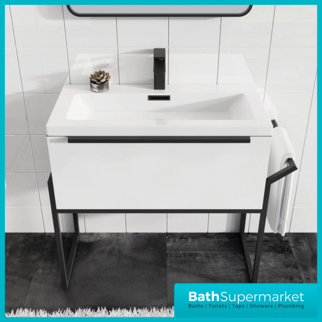 Celeste Muro 800mm Wall Hung Vanity Unit Black Frame