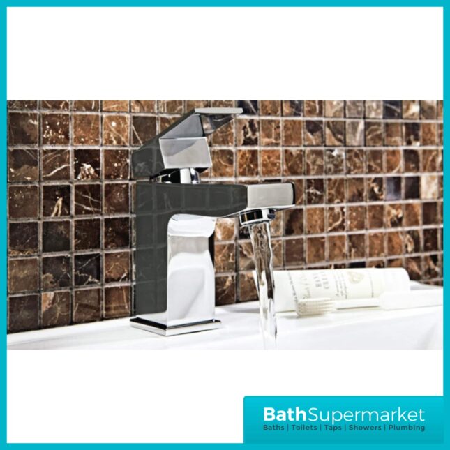 Lanza Square Chrome Mono Basin Mixer Tap-Clicker Waste