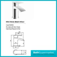 Belini Chrome Mini Mono Basin Mixer Tap-Clicker Waste
