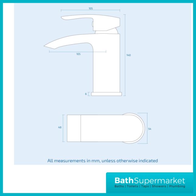 Belini Chrome Angled Spout Mono Basin Mixer Tap- Clicker Waste