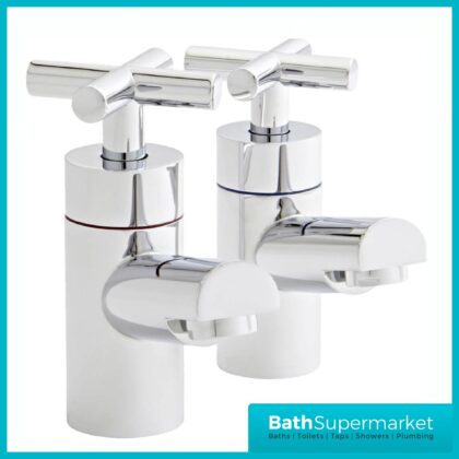 Kartell K-Vit Chrome Times Kross Head Pair Hot & Cold Basin Pillar Mounted Taps