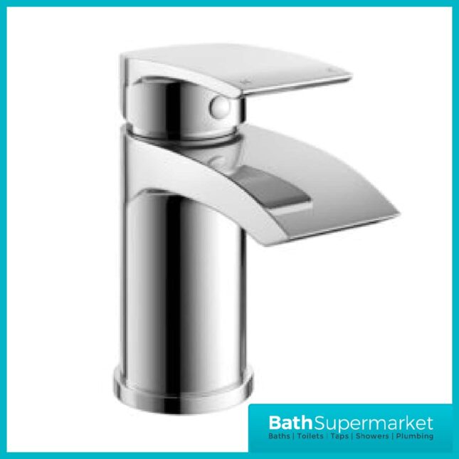 Sognare Belini Chrome Round Angled Spout Mono Basin Mixer Tap & Clicker Waste - Image 2