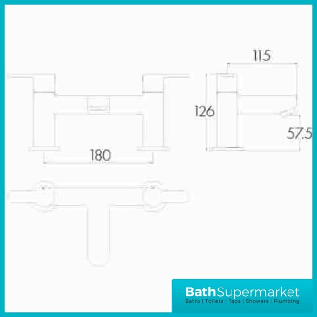 Favour Chrome Twin Lever Handle Bath Filler Tap - Image 4