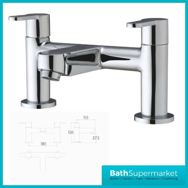 Favour Chrome Twin Lever Handle Bath Filler Tap - Image 2