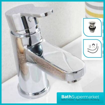 Favour Mono Chrome Basin Mono Mixer Tap-Clicker Waste