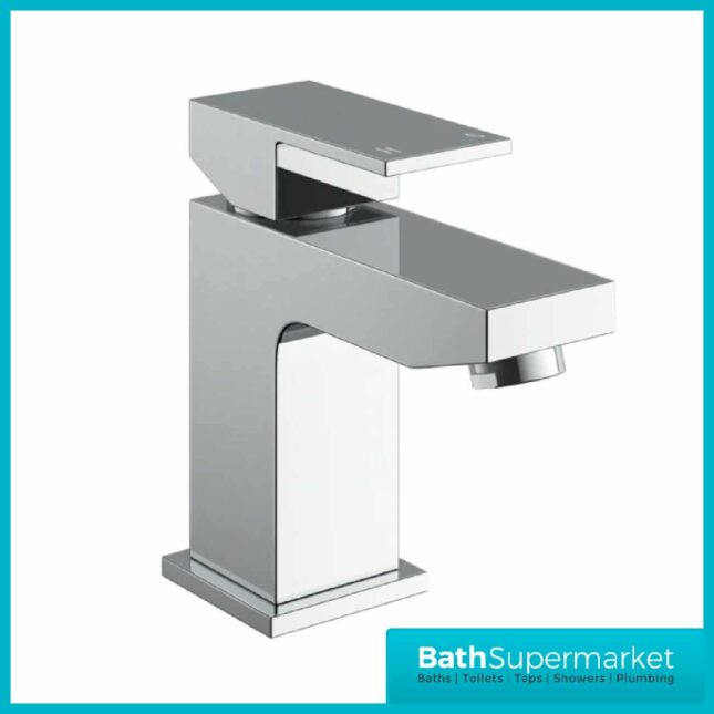 Lanza Square Chrome Mono Basin Mixer Tap-Clicker Waste