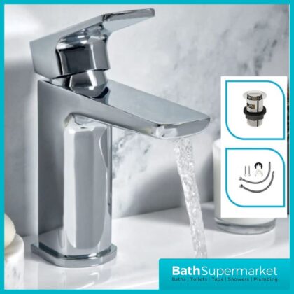 Muro Chrome Mono Basin Mixer Tap-Clicker Waste