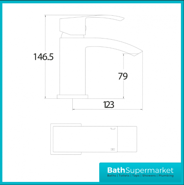 Sognare Descent Chrome Square Mono Basin Mixer Tap With Clicker Waste - Image 5