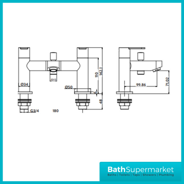Favour Chrome Bath Shower Mixer with shower kit - Image 3
