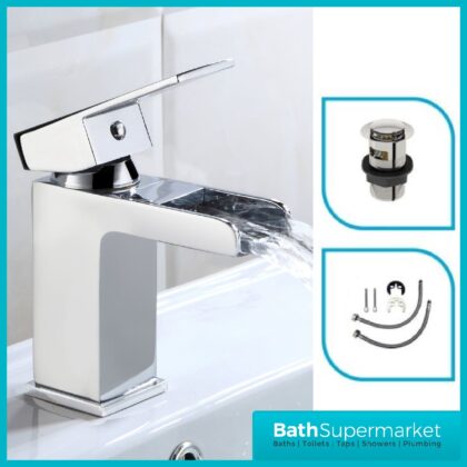 Victoria Waterfall Chrome Mono Basin Mixer Tap- Clicker Waste