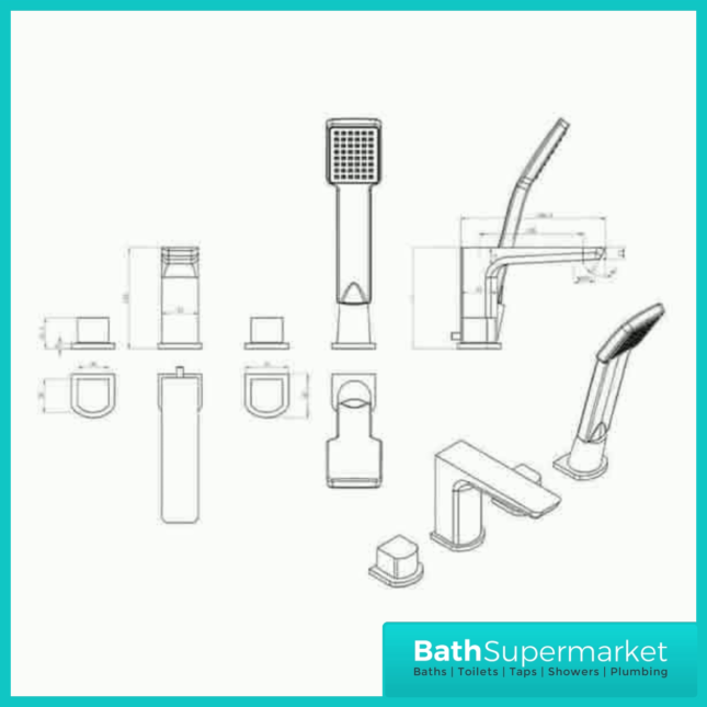 Muro Four Hole Bath Shower Mixer Tap