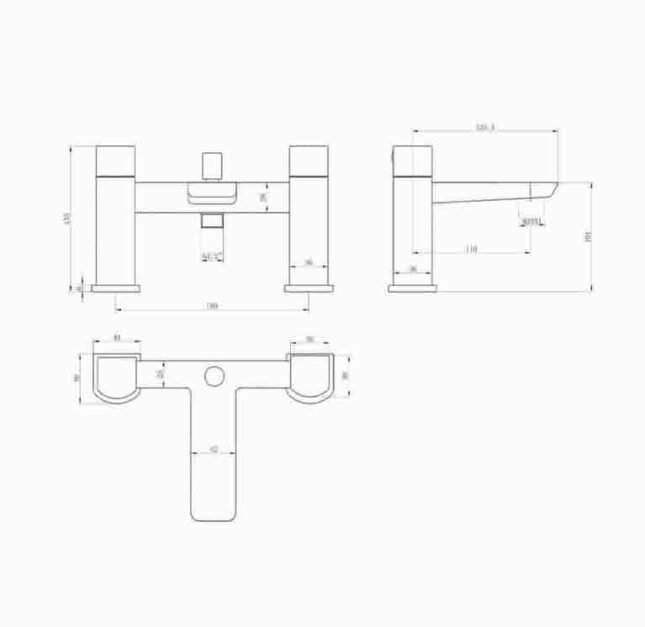 Muro Chrome Bath Shower Mixer Tap With Shower Kit & Wall Bracket - Image 2
