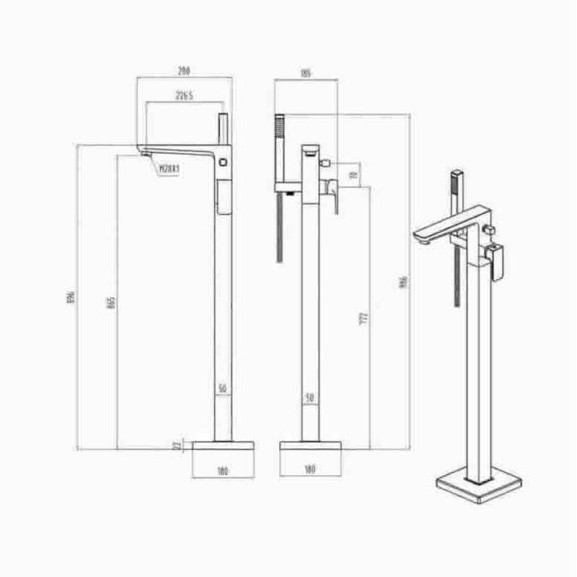 Sognare Muro Chrome Freestanding Bath Shower Mixer - Image 3