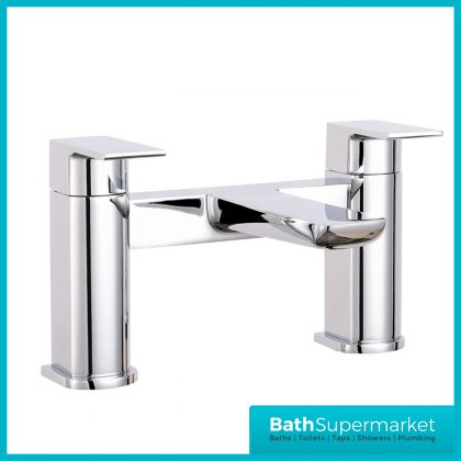 Muro Chrome Deck Mounted Twin Handle Bath Filler Tap
