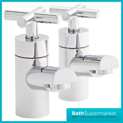 Kross Times Head Chrome Pair of Bath Pillar Taps