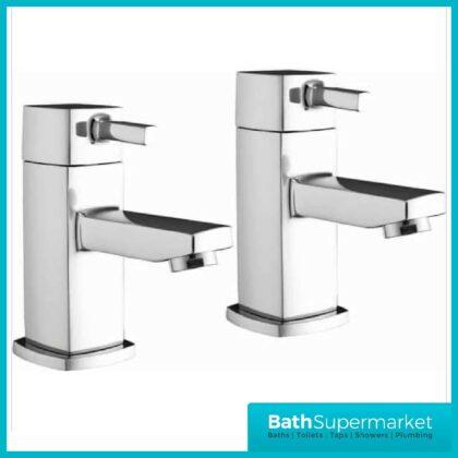 Forme Square Chrome Pair of Basin Pillar Taps