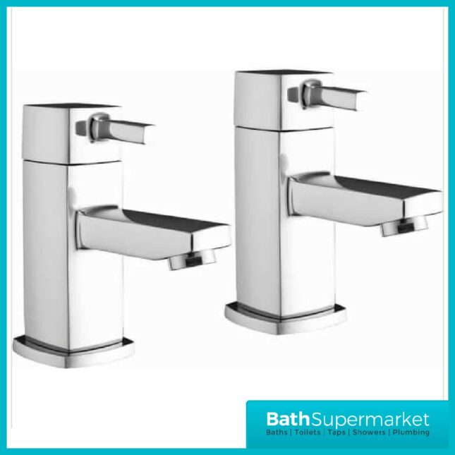 Forme Square Chrome Pair of Basin Pillar Taps