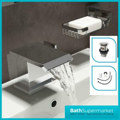 Miami Cascade Waterfall Chrome Mono Basin Mixer Tap- Clicker Waste