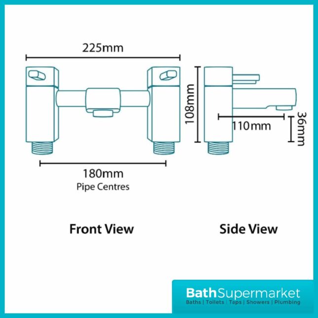 Sognare Forme Polished Chrome Square Bath Filler Tap - Image 3