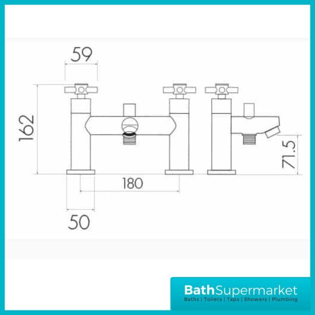 Kartell K-Vit Times Chrome Kross Head Bath Shower Mixer Tap Kit - Image 2