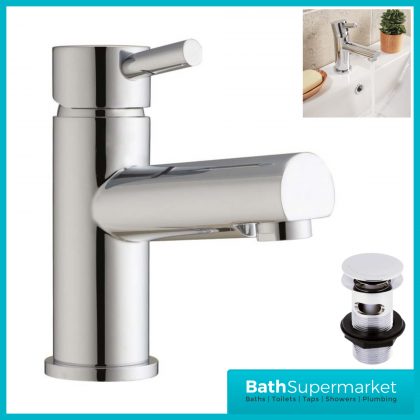 Premier Chrome Single Lever Mono Basin Mixer Tap With Clicker Waste