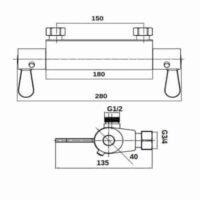 Utility Long Lever Paddle Handle Bar Mixer Shower Valve - Image 2