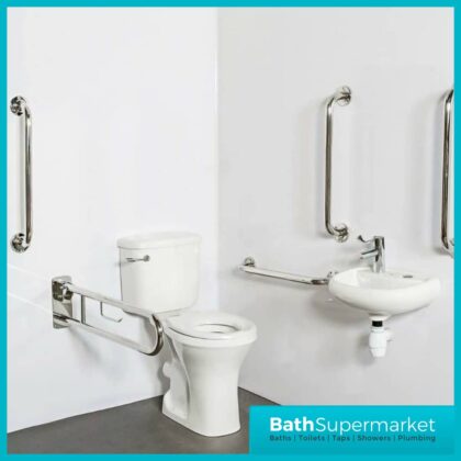Nymas PRO Close Coupled Lockable Cistern Lid Doc M Pack 5 Polished Chrome Grab Rails