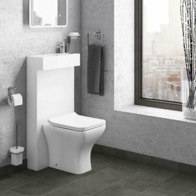 All in One Polymarble Basin and Toilet Shroud Combination with BTW Toilet - Image 6