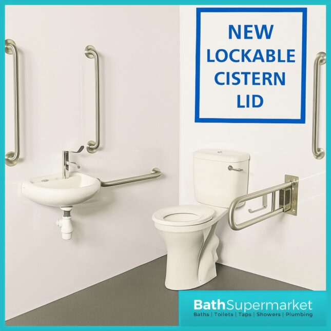 Fitzroy Of London Rimless Close Coupled Lockable Lid Doc M Pack Chrome Exposed Grab Rails Fixings