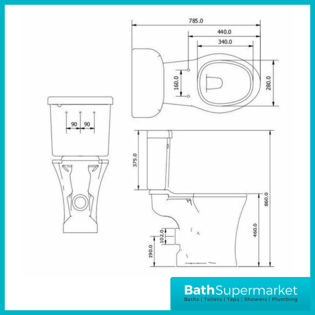 Nymas PRO White Close Coupled Lockable Lid Cistern Doc M Pack 5 Polished Grab Rails - Basin & Tap