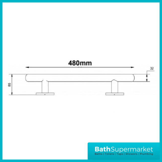 Nymas 480mm Matt Black Luxury Straight Grab Rail