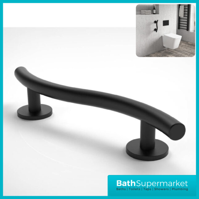 NYMAS Matt Black Luxury Curved Grab Rail 355mm