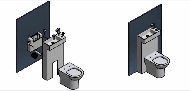 All in One Polymarble Basin and Toilet Shroud Combination with BTW Toilet - Image 8
