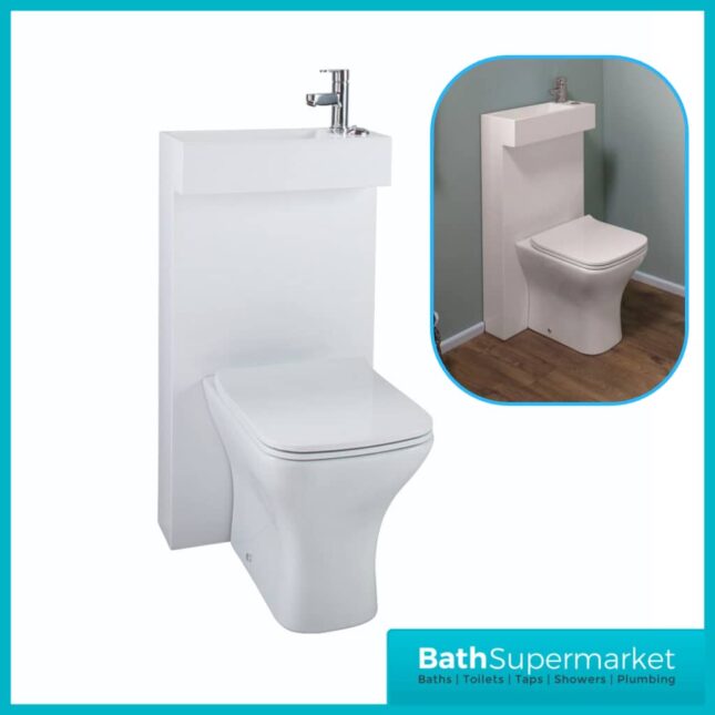 All in One Polymarble Basin and Toilet Shroud Combination with BTW Toilet
