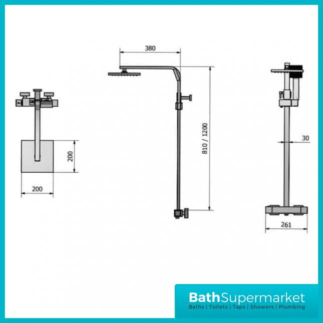 Cassellie Socorro Thermostatic Bath Filler Shower Kit | SHW005