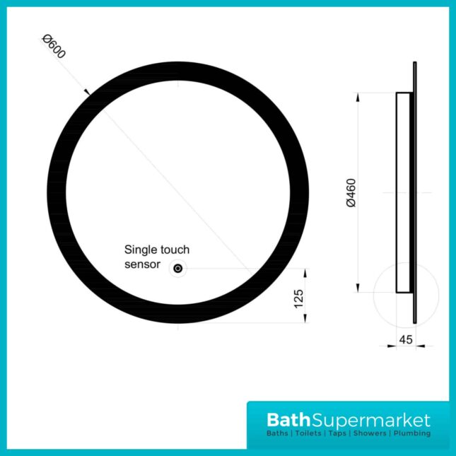 Sognare Glow Round Lunar LED Mirror With Demister Pad 600mm