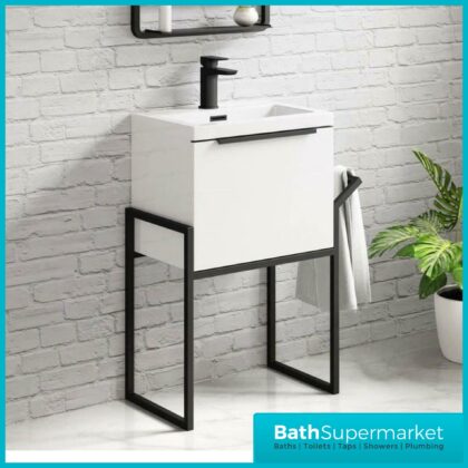 Muro Floor Standing Black Frame Vanity Unit & Basin 500mm
