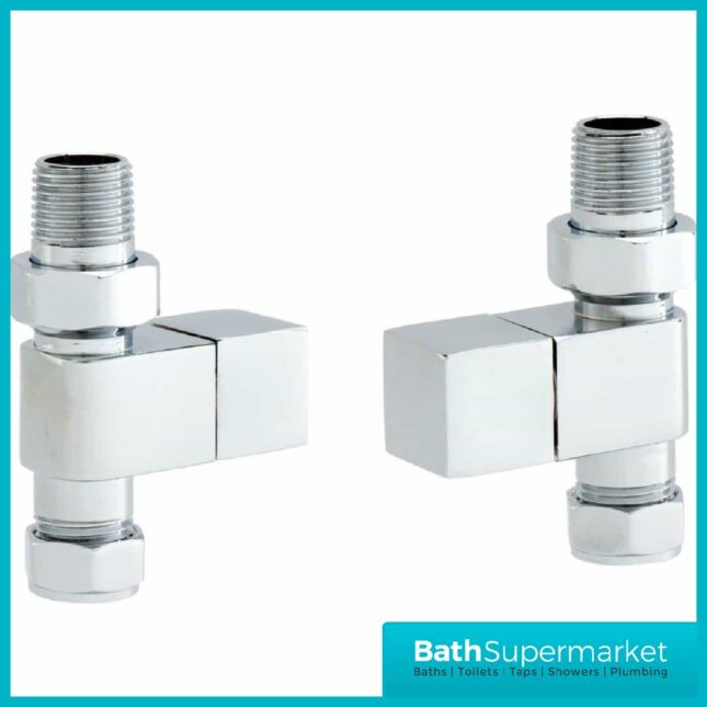 Cassellie Straight Chrome Square Radiator Valve Pack SSHVS1