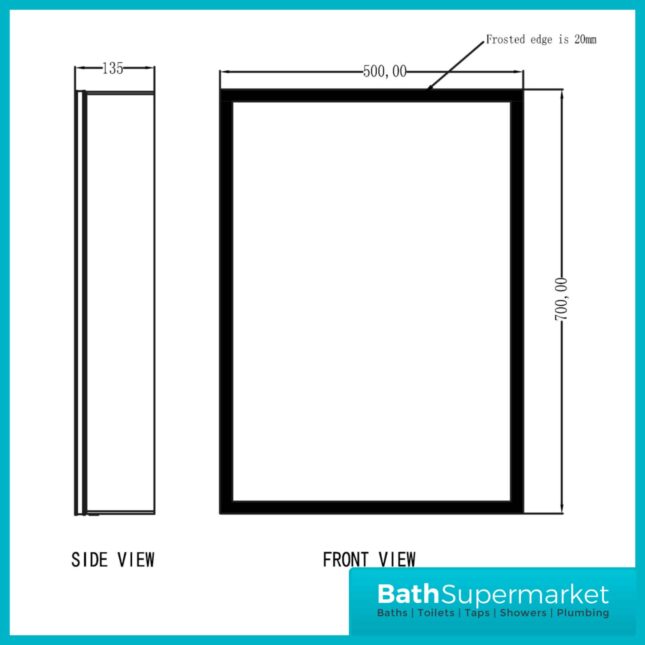 Sognare Lia LED Mirror Cabinet With Demister & Shaver Socket 500mm x 700mm
