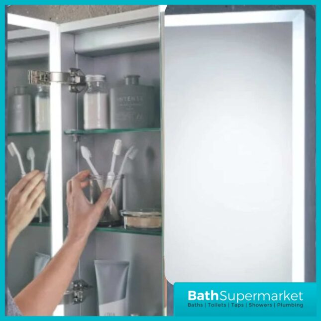 Sognare Lia LED Bathroom Mirror Cabinet With Demister & Shaver Socket 500mm x 700mm