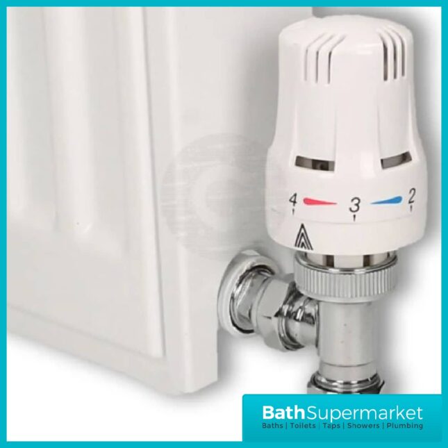 White Thermostatic Radiator Valve – 15mm Angled TRV