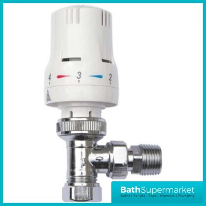 White Thermostatic Radiator Valve - 15mm Angled TRV
