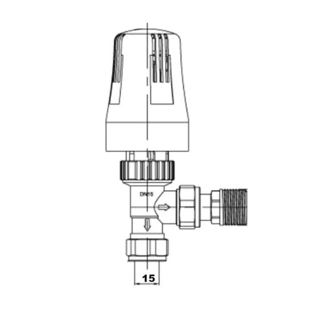 White Thermostatic Radiator Valve - 15mm Angled TRV - Image 4