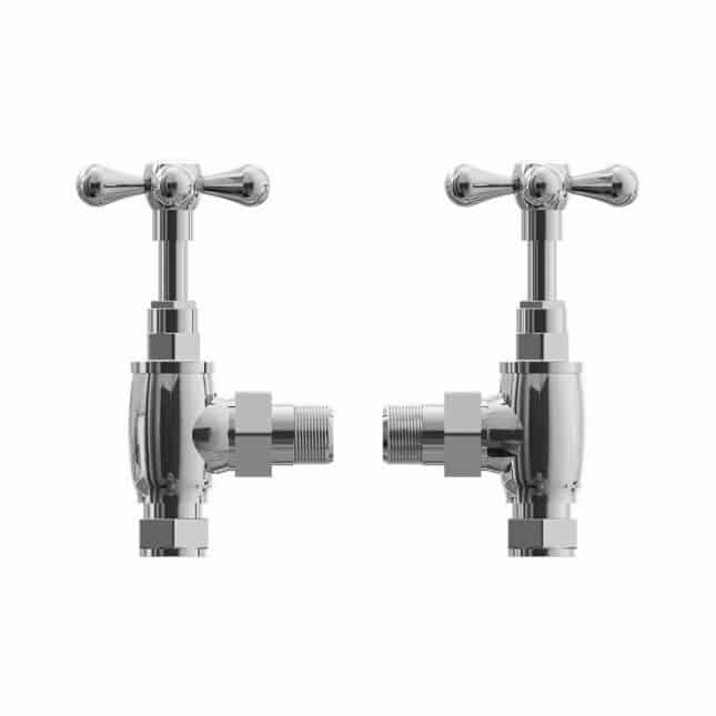 Traditional Crosshead Angled Radiator Valves with Chrome Cover Plates - Image 5